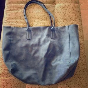 Saks Fifth Avenue Faux Suede Blue Tote